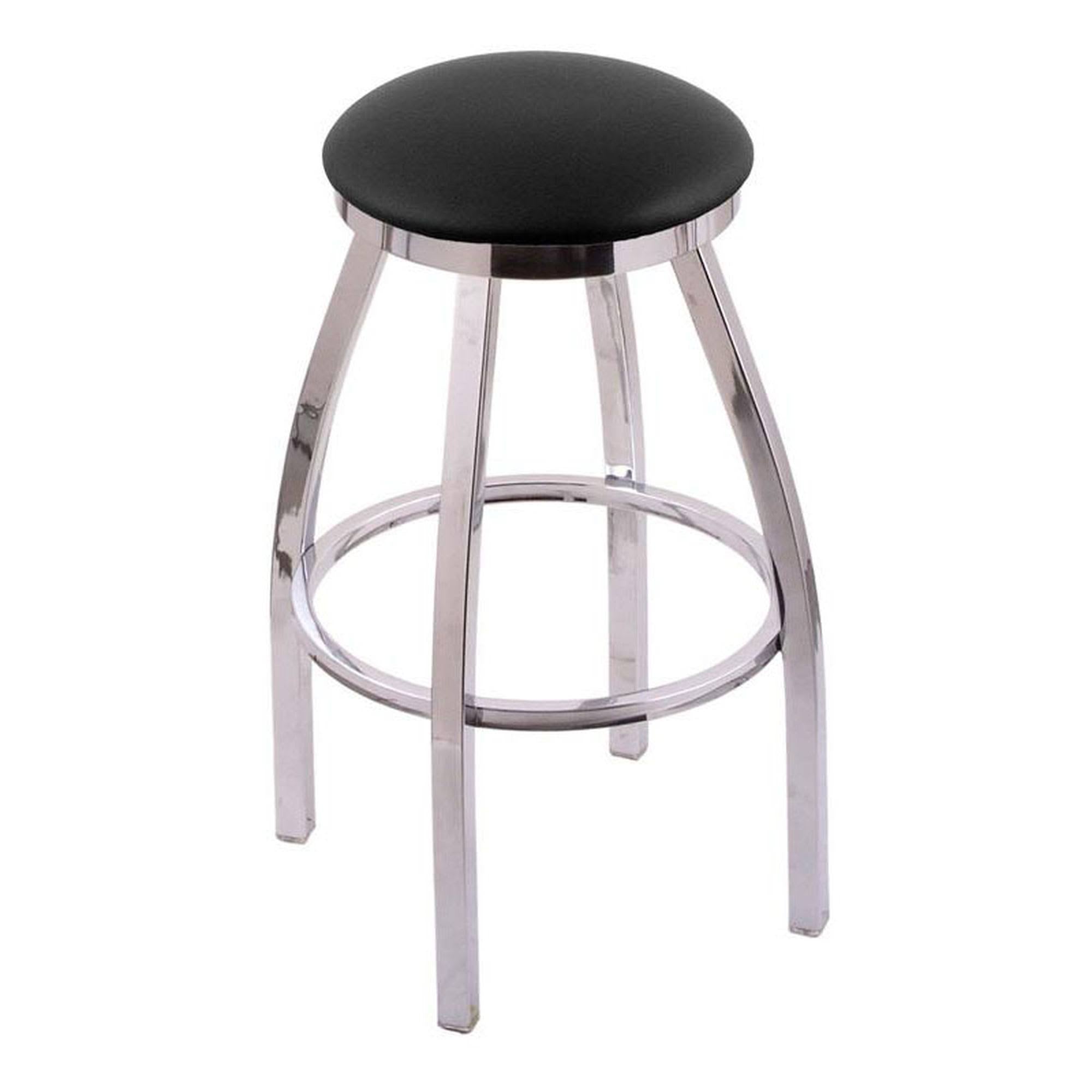 Swivel Bar Stool with Chrome Finish and Black Vinyl Seat S4628