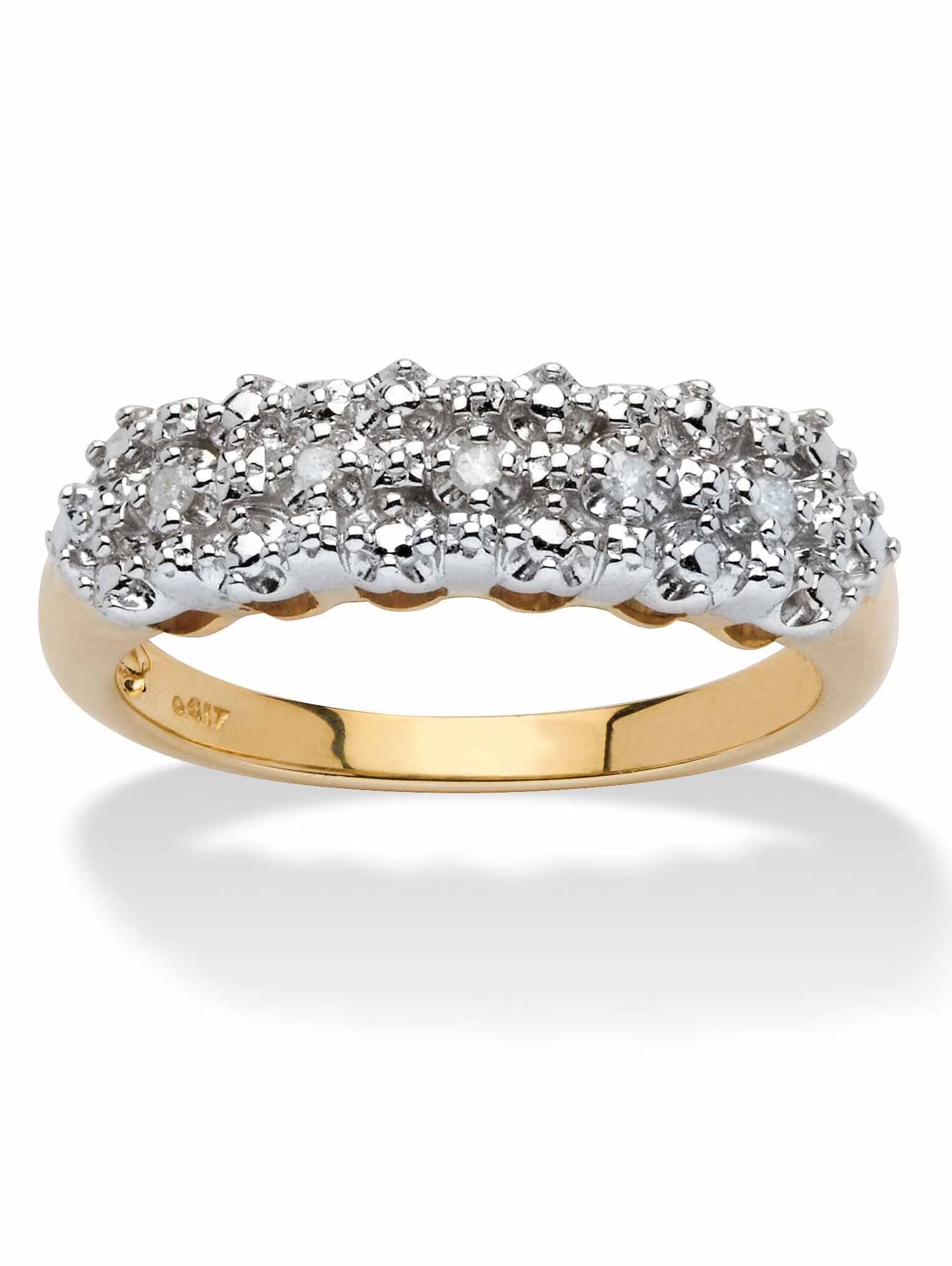 10k Yellow Gold Diamond Accent Cluster Ring P514525