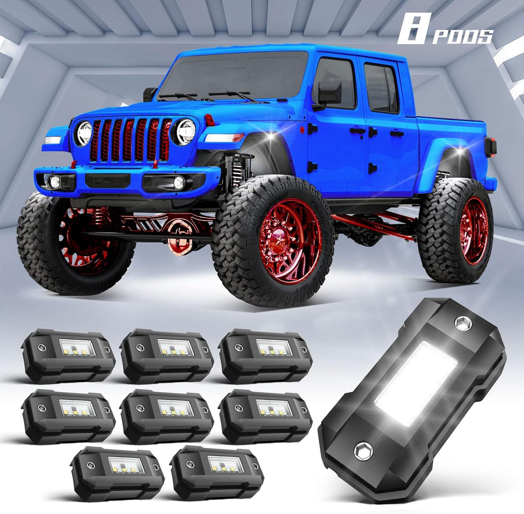 White 16 Pod Waterproof LED Rock Lights for Car Truck SUV Offroad Boat ATV UTV W83045