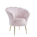 Pink Velvet Scalloped Back Barrel Accent Chair with Metal Legs T655205