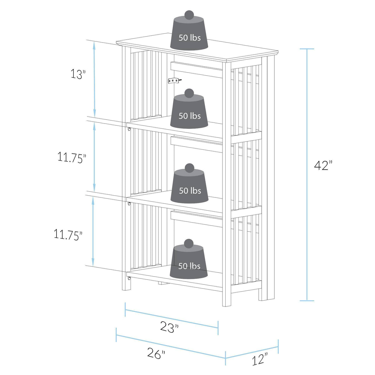 4 Shelf Folding Bookcase Natural T8606