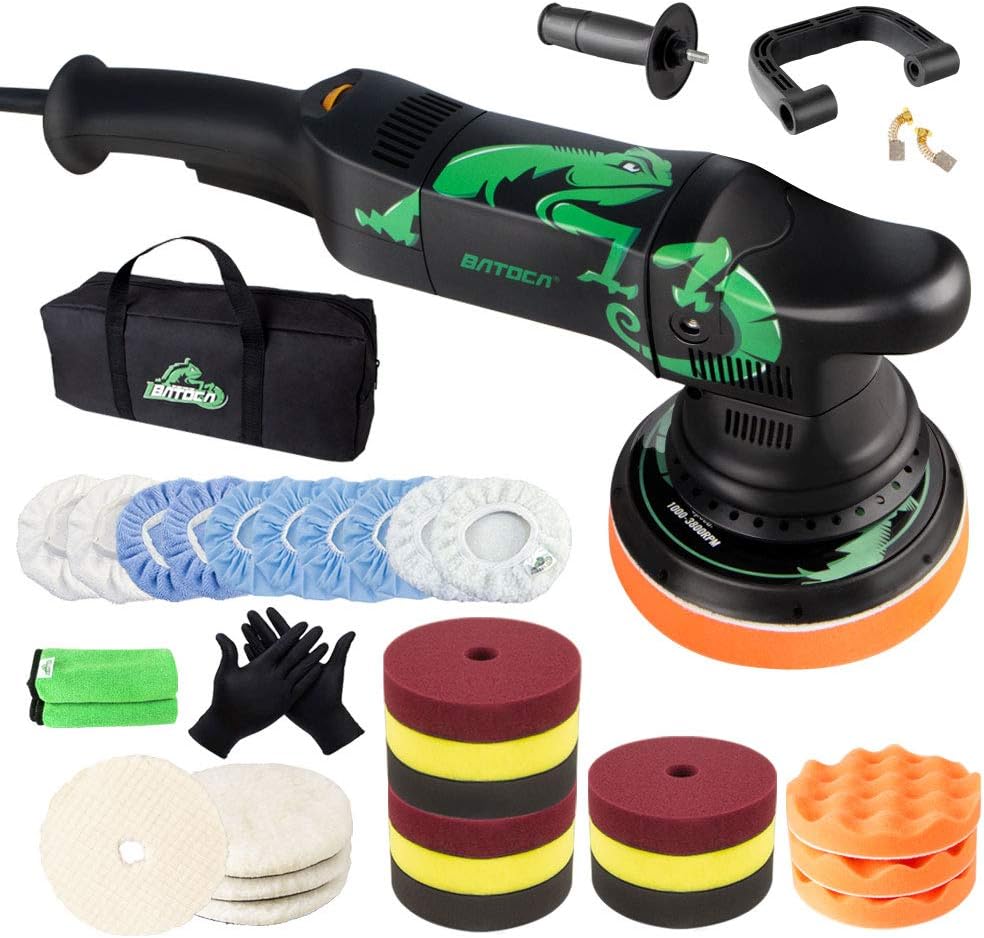 Dual Action Polisher, 6 Inches, 700w Random Orbital Car Buffer with Foam/Wool Pads, Microfiber Towels D83325