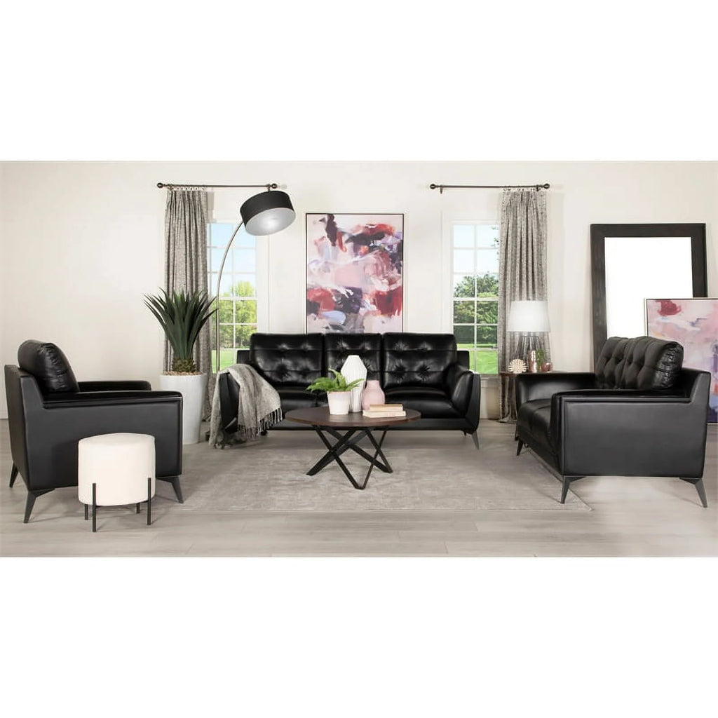 Modern Faux Leather Upholstered Turfed Chair in Black S159