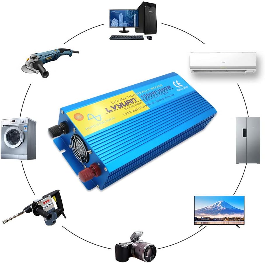 2000 Watt Pure Sine Wave Power Inverter 12V DC to 110V AC Converter with LCD Display B712772