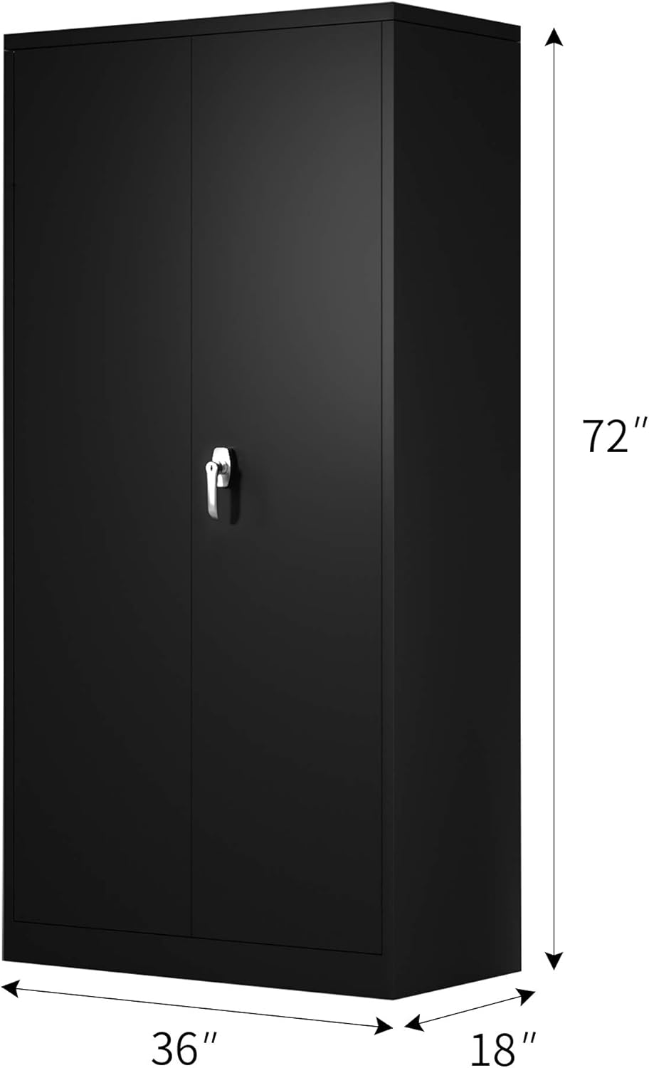 Black 70.8 H Metal Storage Cabinet with 4 Adjustable Shelf and 2 Locking Doors P921