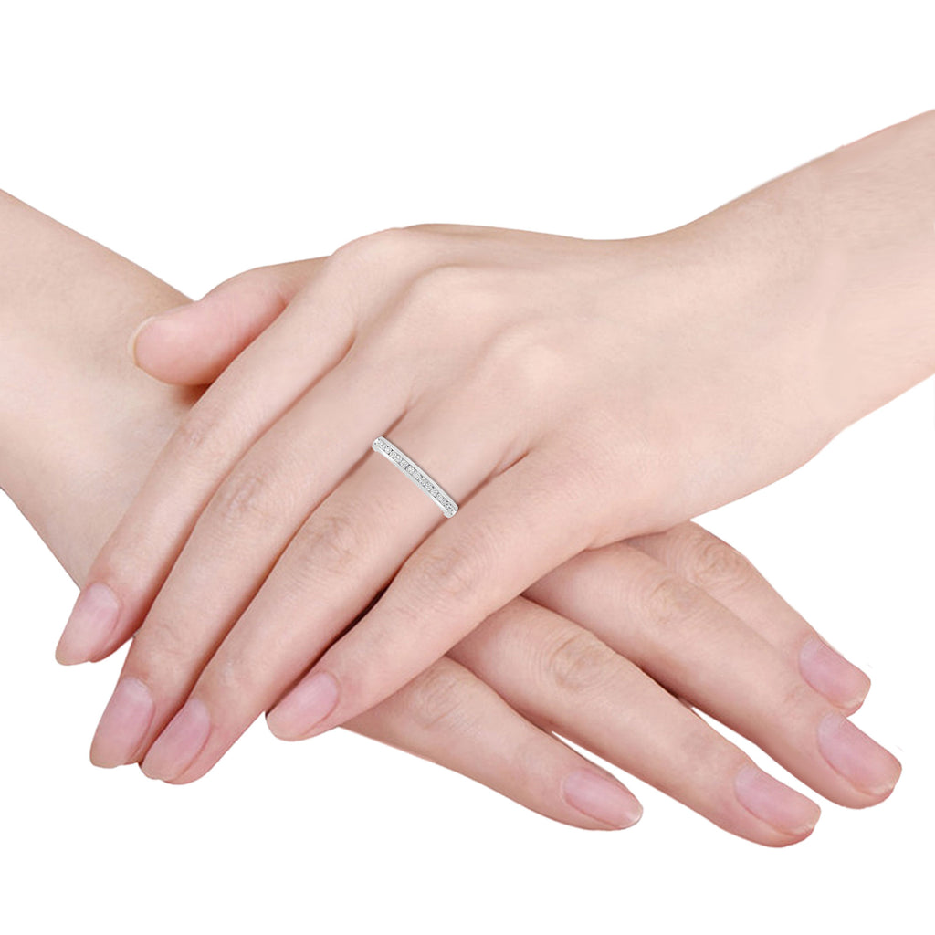14K White Gold Round Diamond Stackable Band O304507