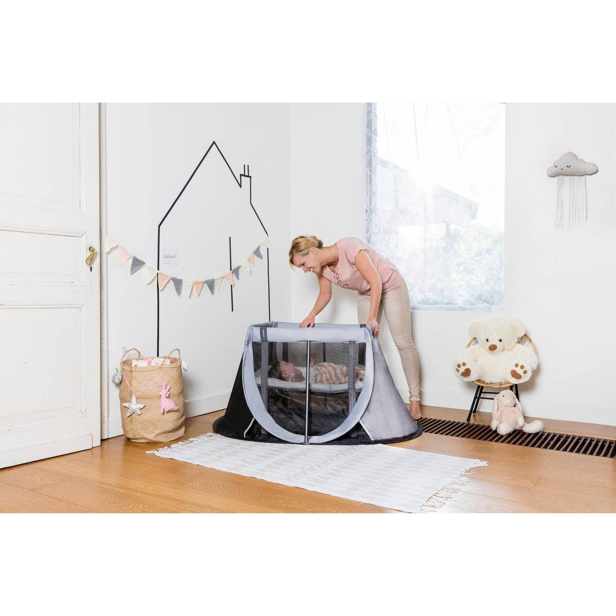 Instant Travel Cot in Grey Rock | 100% Cotton K530