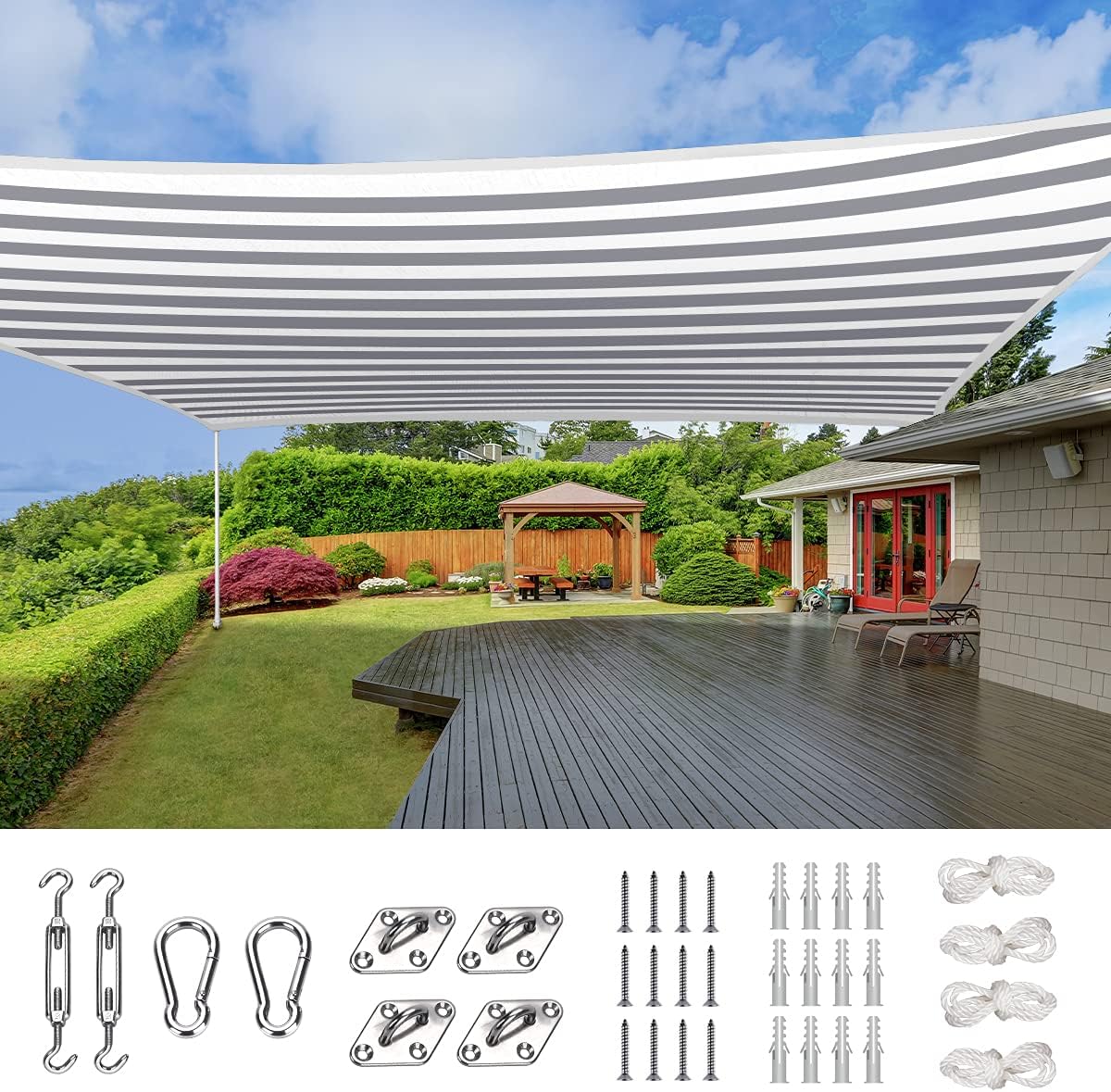 20X16FT 185G HDPE Rectangle Sun Shade Sail Canopy (Brown) Q858267