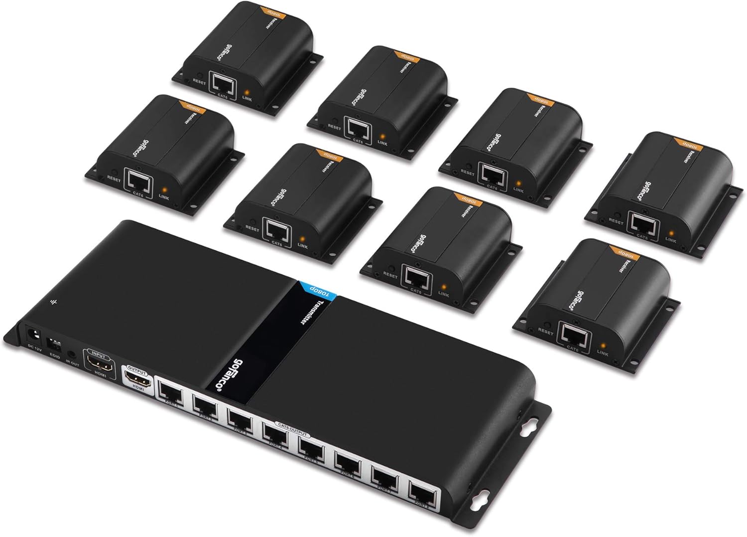 1080p 8 Port HDMI Extender Splitter Over CAT6/CAT6a/CAT7 Ethernet Cable with HDMI Loopout & IR Extension H101928