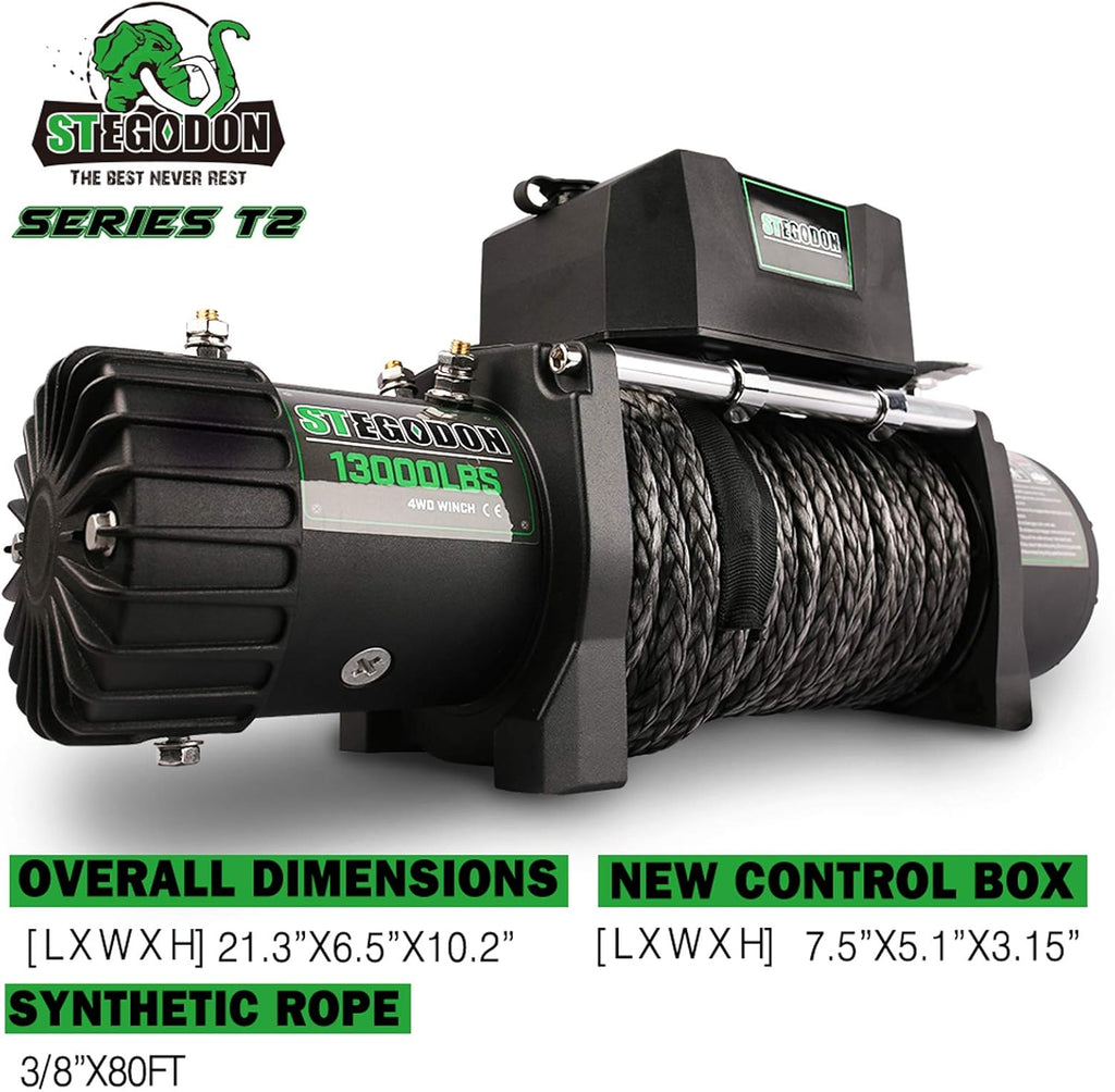 13000 lb. Load Capacity 12V Synthetic Rope Electric Winch with Hawse Fairlead S641259