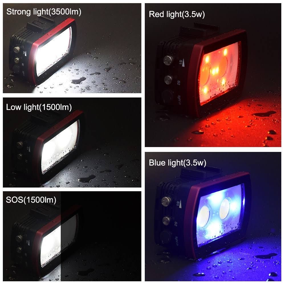 LED Diving Light Underwater Photography Fill-in Lamp 2pcs Aluminum Alloy 40M Waterproof IPX8 White X900