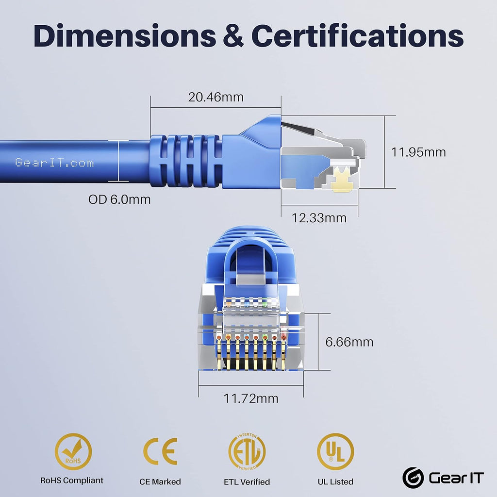 Cat 6 Snagless Ethernet Cable 0.5 Feet Blue B2194