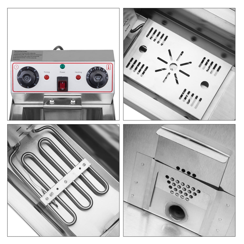 8.5QT Stainless Steel Single Tank Deep Fryer 1700W W301987