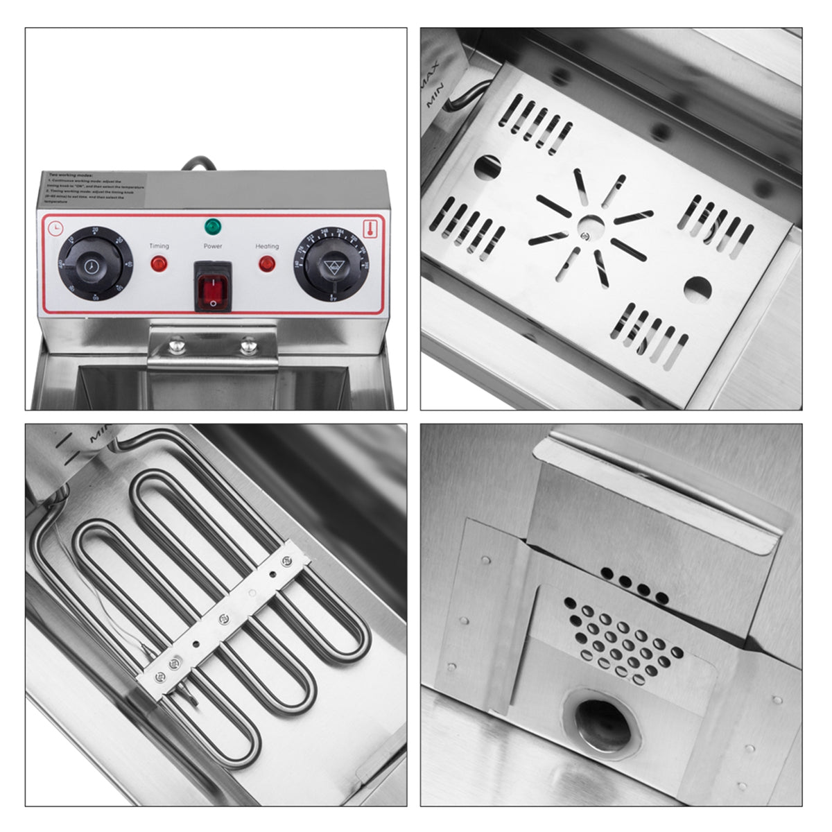 8.5QT Stainless Steel Single Tank Deep Fryer 1700W W301987