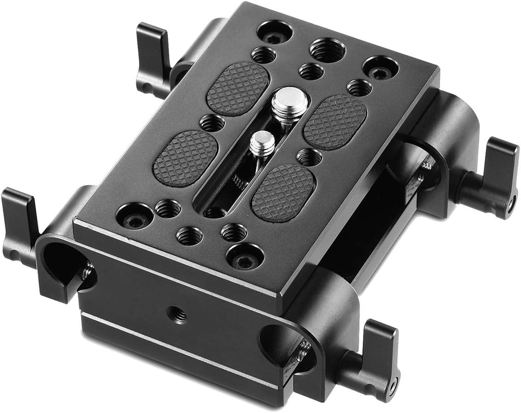 Camera Tripod Mounting Baseplate with 15mm Rod Clamp Rail Block Z7872