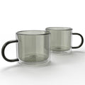 Gray Glass Coffee Mugs Set of 2 with Handle A168