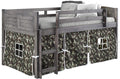 Antique Grey Twin Low Loft Bed with Tent X490623