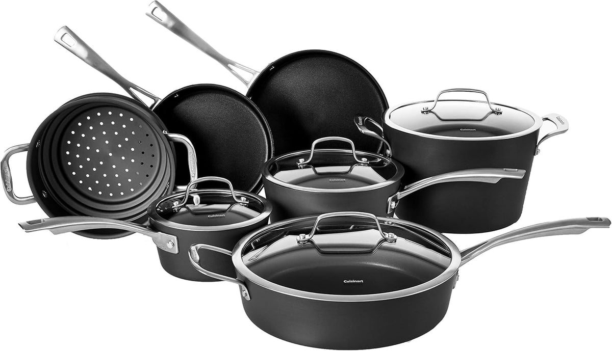 Conical Hard Anodized Cookware Set, Black I652