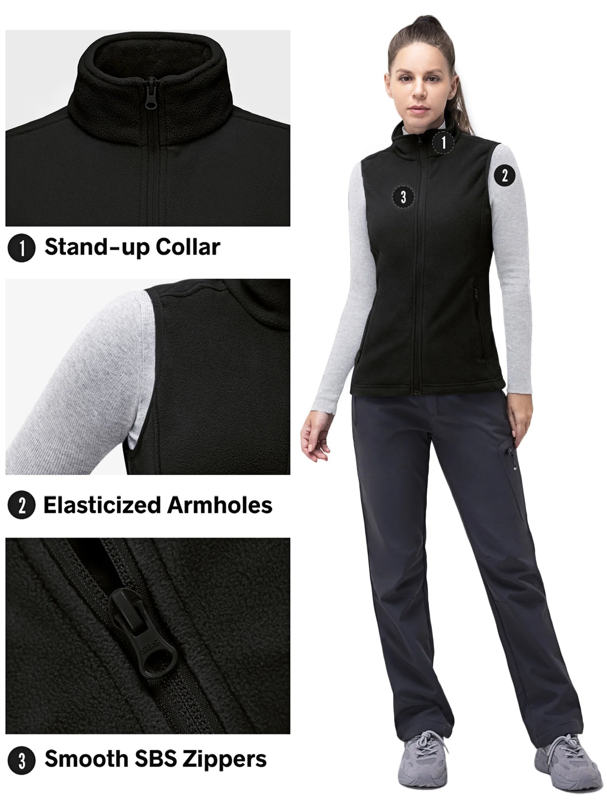 Lightweight Fleece Vest with Zip Up Pockets D1763