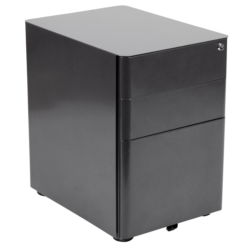 3PC Black Office Set with Desk, Mesh Chair, Filing Cabinet Z5530