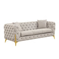 Light Gray Fabric Sofa with Gold Accent Legs X493669