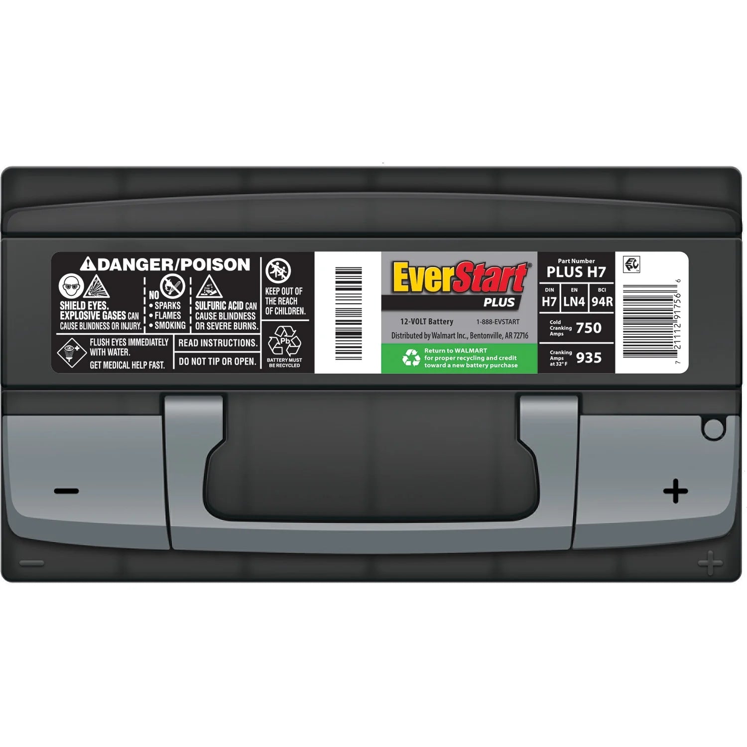 Lead Acid Automotive Battery, Group Size H7 / LN4 / 94R 12 Volt, 750 CCA O709072