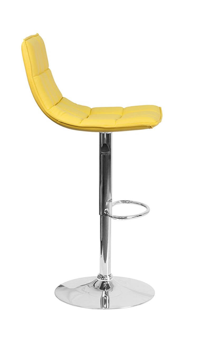 Orange Quilted Vinyl Adjustable Height Barstool with Chrome Base F866
