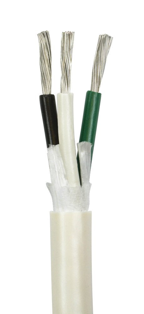 10/3 AWG Triplex Round AC Marine Wire - Tinned Copper Boat Cable - 500 Feet - Black/White/Green I214