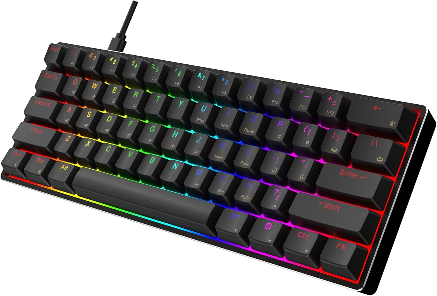GK61 Mechanical Gaming Keyboard 61 Keys Aluminum Case PBT Keycap Hot Swappable RGB Backlight G87718