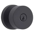Satin Black Contemporary Keyed Entry Knobset with Round Rosette L538172