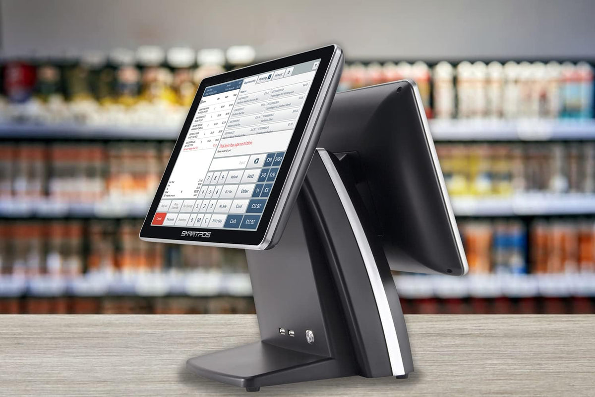 Cash Register Terminal with 15-inch Flat Touch Screen and 15-inch Customer-Facing Screen F20964