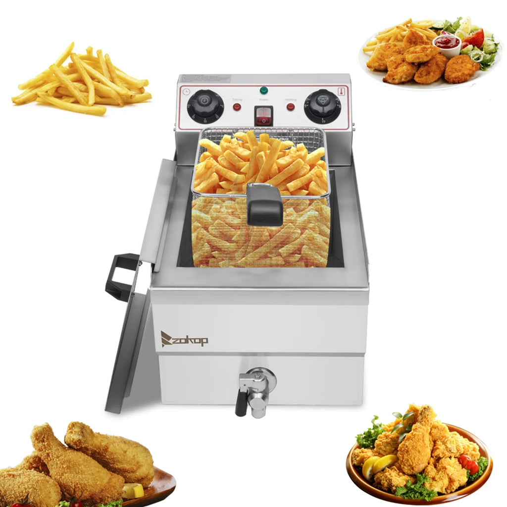 8.5QT Stainless Steel Single Tank Deep Fryer 1700W W301987