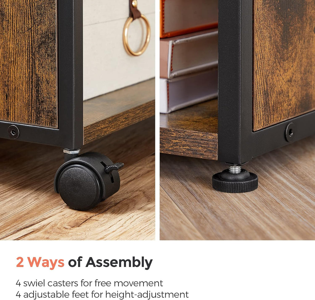 Rustic Brown and Black Nightstand with Lifting Top H428195