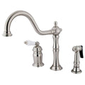 Satin Nickel Single Handle Deck Mount Widespread Kitchen Faucet with Brass Sprayer J621855