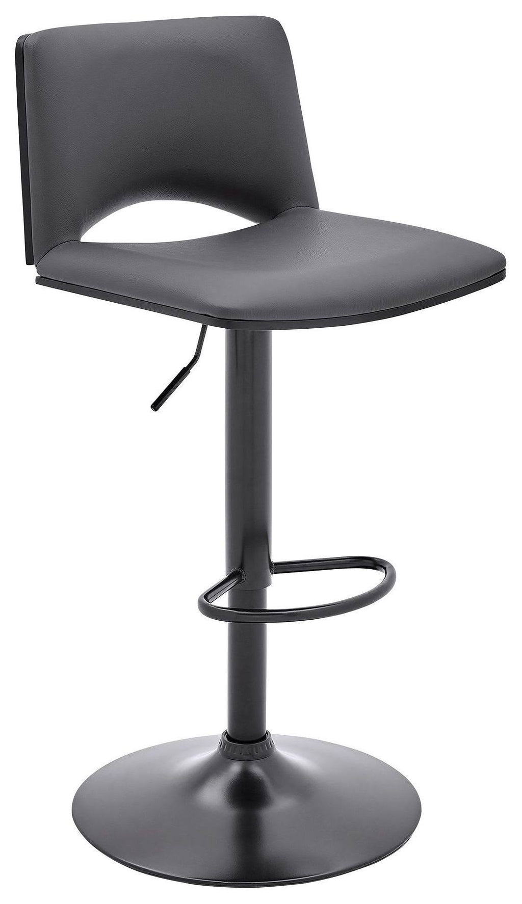 Gray Faux Leather and Black Metal Adjustable Swivel Bar Stool B36605