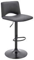 Gray Faux Leather and Black Metal Adjustable Swivel Bar Stool B36605