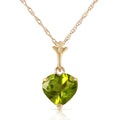 14k 20" Yellow Gold Heart-shaped Natural Peridot Pendant Necklace D807