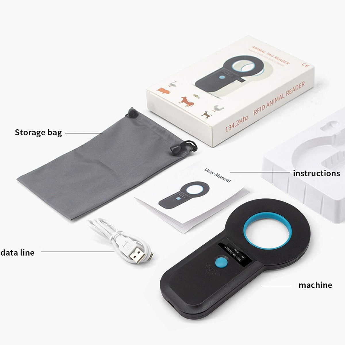 Bluetooth Animal Microchip Tag Reader Scanner O1174