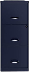Navy 3 Drawer Metal Vertical File Cabinet with Lock M3415