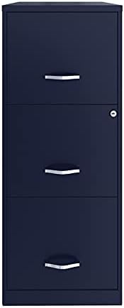 Navy 3 Drawer Metal Vertical File Cabinet with Lock M3415