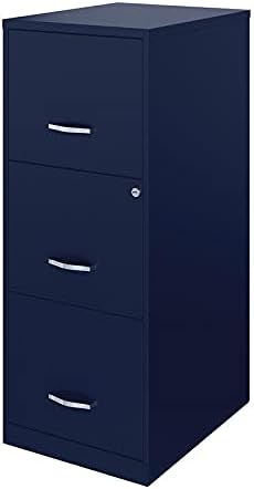 Navy 3 Drawer Metal Vertical File Cabinet with Lock M3415