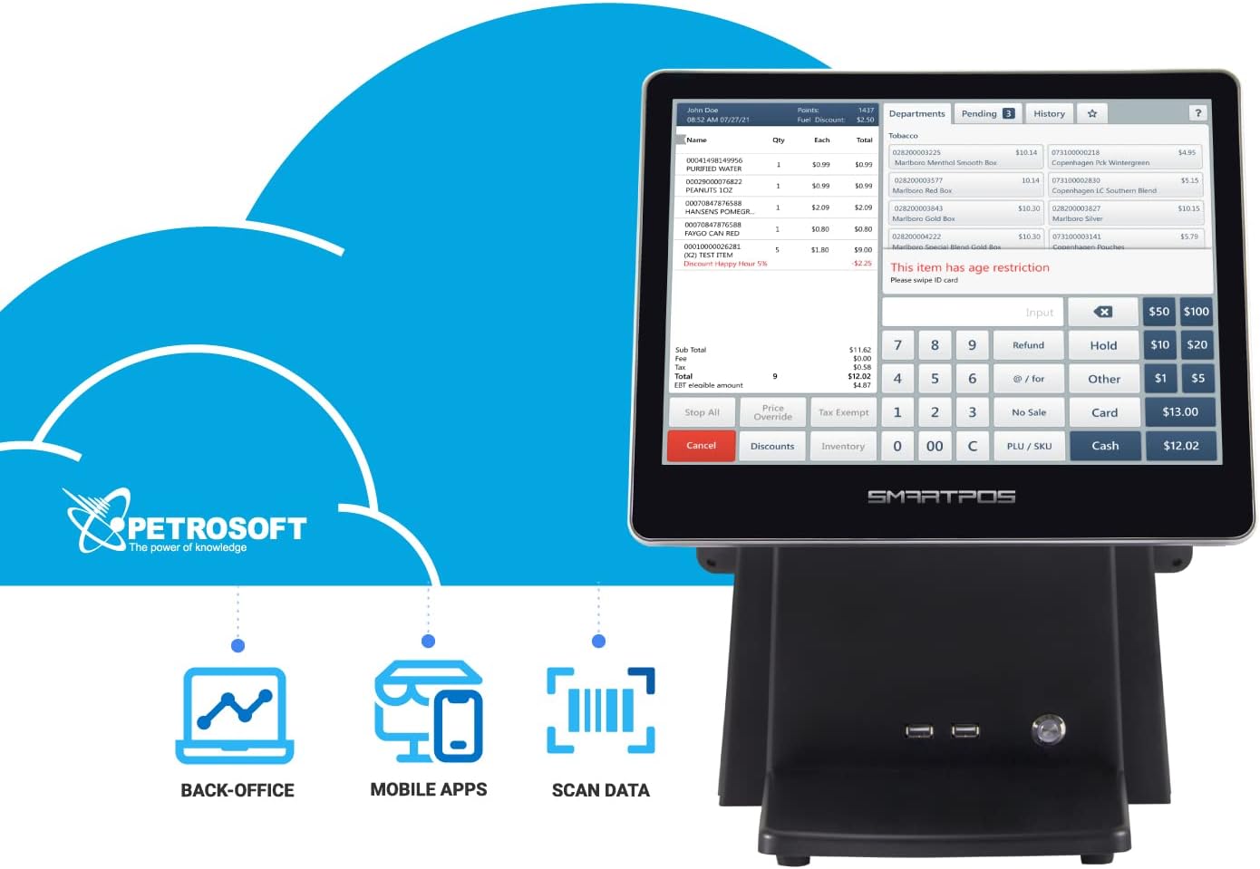 Cash Register Terminal with 15-inch Flat Touch Screen and 15-inch Customer-Facing Screen F20964