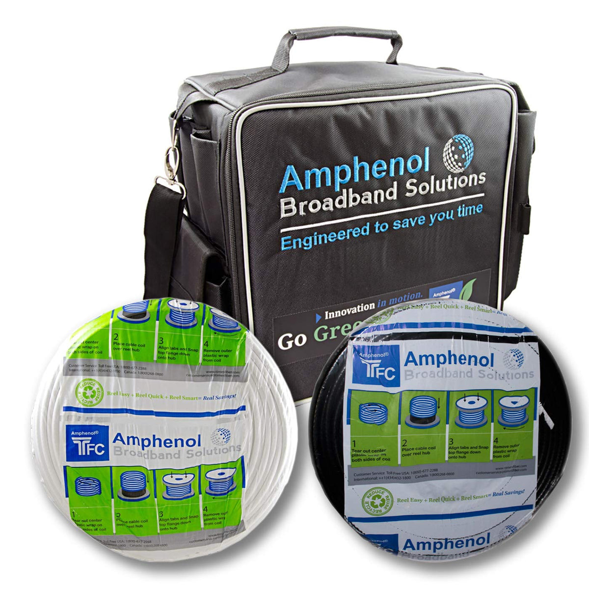 Kit of Service Bag, Reel, and 500' White and Black Cables A19958