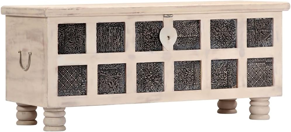 White Solid Acacia Wood Storage Box L11628