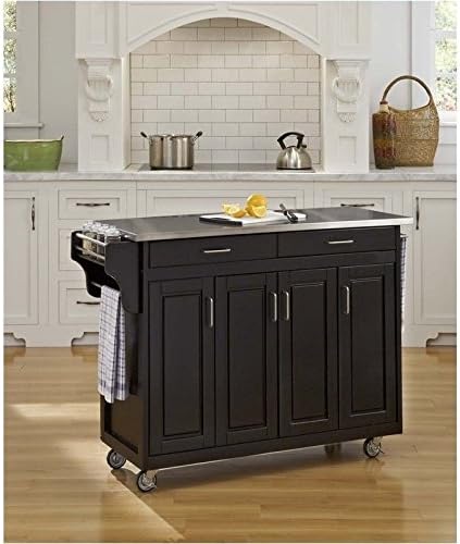 Black Wood Top Kitchen Cart O5727