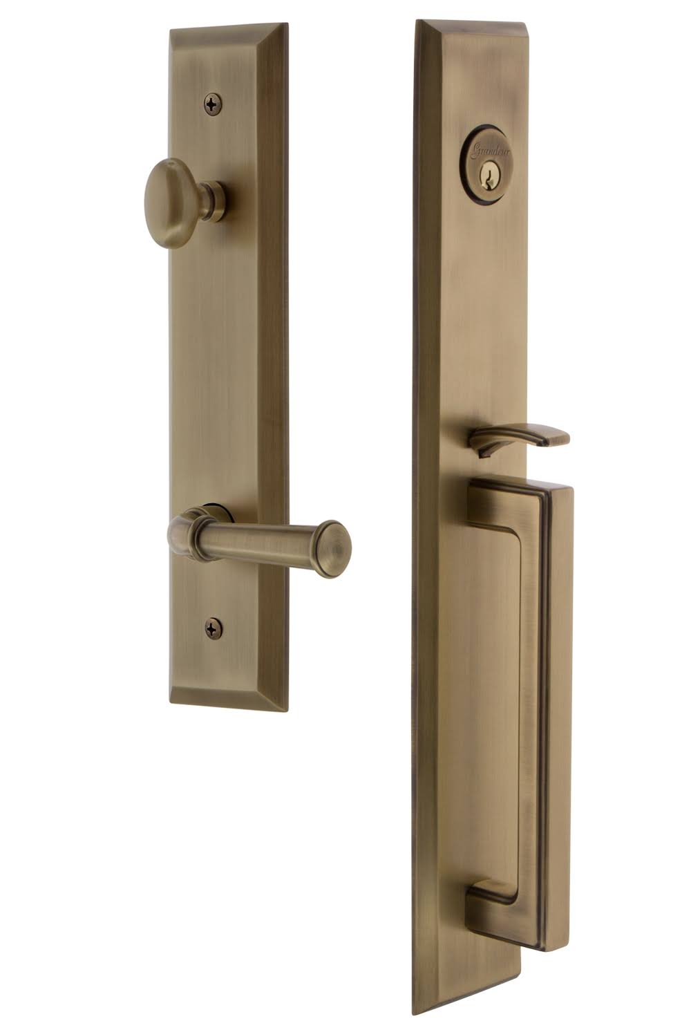 Vintage Brass Door Handleset with Lever V69936