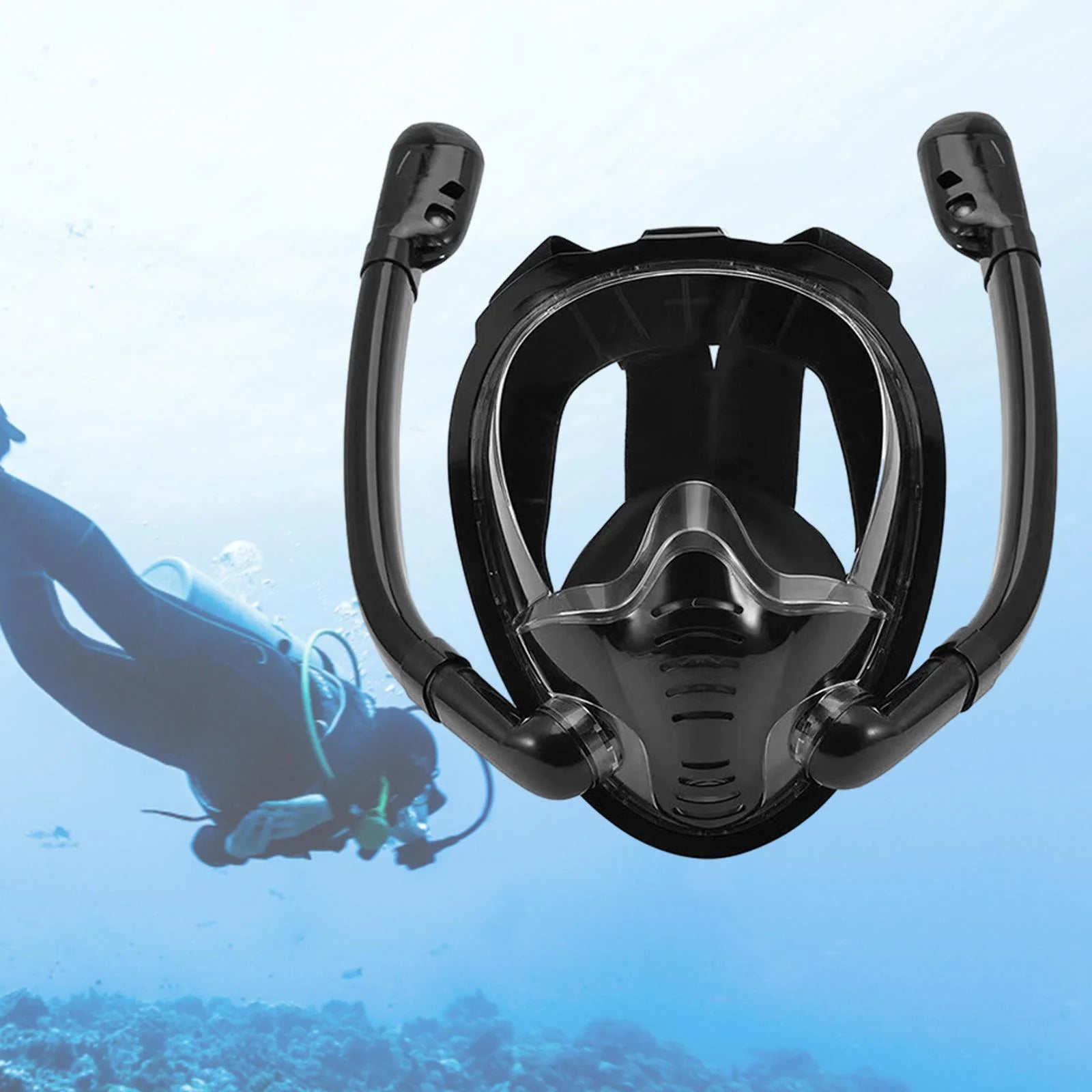 Snorkeling Double Tube Swimming Goggles with Camera Mount Black I279031