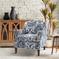 Navy Accent Chair with Wood Legs and Removable Cushion N214
