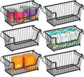 White 6 Pack Stackable Metal Wire Storage Basket with Handles Z52510