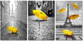 3 Pieces Paris Canvas Prints Black and White Eiffel Tower with Yellow Umbrellas Stretched Gallery Canvas Wrap Giclee Print Ready to Hang K933377